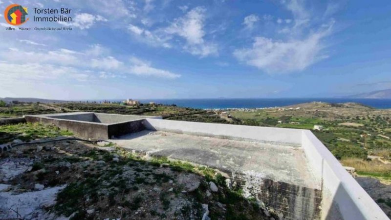 Kalamaki Kreta, Kalamaki ebenerdige Villa im Rohbau mit Panorama-Meerblick Haus kaufen